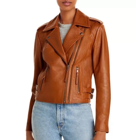 Joie Jackets & Blazers - JOIE 100% Lamb Leather Leolani Lamb Leather Cognac Moto Jacket Size XXS $898 NWT